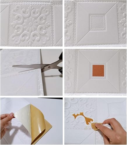 Paneles de pared 3D autoadhesivos contra la humedad en fondo de TV y techos 6