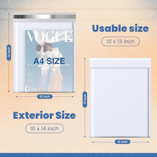 Image of Fuxury Bubble Mailers 10x13 Inch White 250 Pack Bulk Padded Envelopes Thick Mailing Envelopes Bubble Opaque Padded Mailers Shipping Bags for Mailing Book Makeup Small Business
