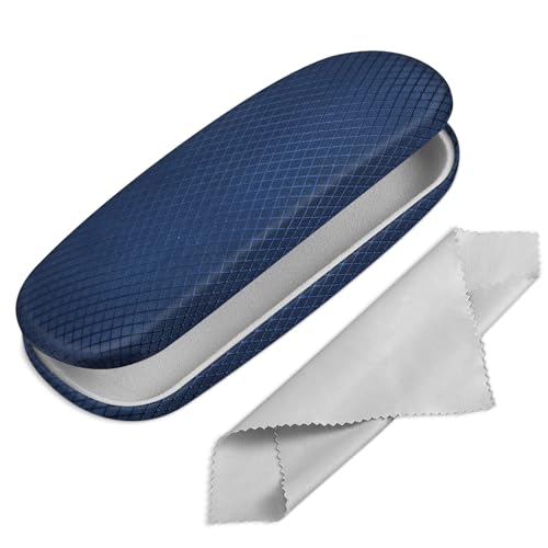 Fintie Funda Gafas Rigida, Portátil Cuero y Sintético Estuche Gafas Rigido con Pañuelo Limpia Gafas para Mujeres y Hombres