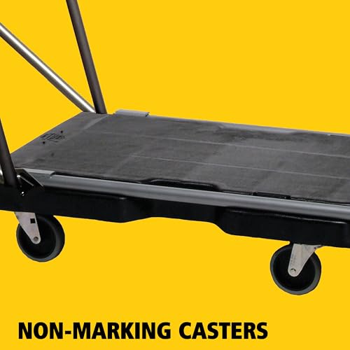 Image of Rubbermaid Commercial Products Convertible Folding Utility Dolly /Cart /Platform Truck with wheels, 250 lbs Capacity, for Moving /Warehouse /Office