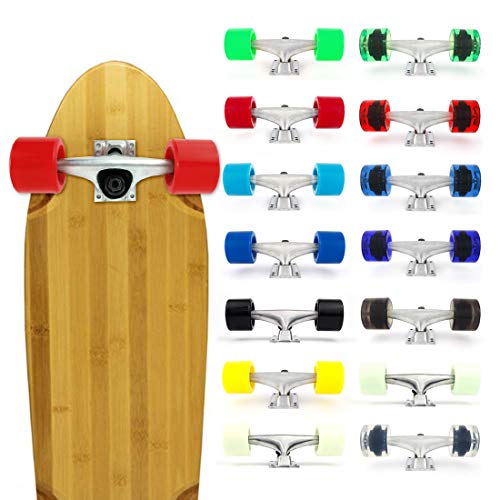 Image of VJ Skateboard Truck and Wheel, 5.0 Skateboard Trucks w /Skateboard Crusier Wheel 60mm, Skateboard Bearings, Skateboard Screws, Skateboard Riser Pads