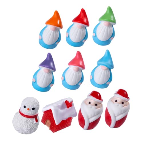 NOLITOY Lot de 10 Figurines Miniatures du Père Noël et Personnages Festifs en Matériau Solide Décoration Miniature Compacte pour Bureau Étagère et Loisirs Créatifs de Noël