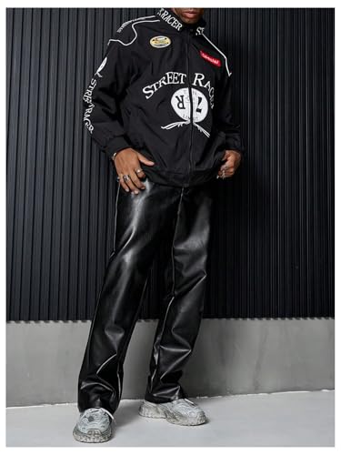 Image of GORGLITTER Men's Leather Pants Baggy Western Concert Cowboy Rodeo Outfits
