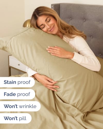 Image of CGK Unlimited Extra Deep Flex Top Split Head King Sheet Set - 6 Piece Breathable and Cooling Sheets - Hotel Luxury Bedding for Women, Men, Kids & Teens - Easy Secure Fit - Extra Deep Pockets - Beige