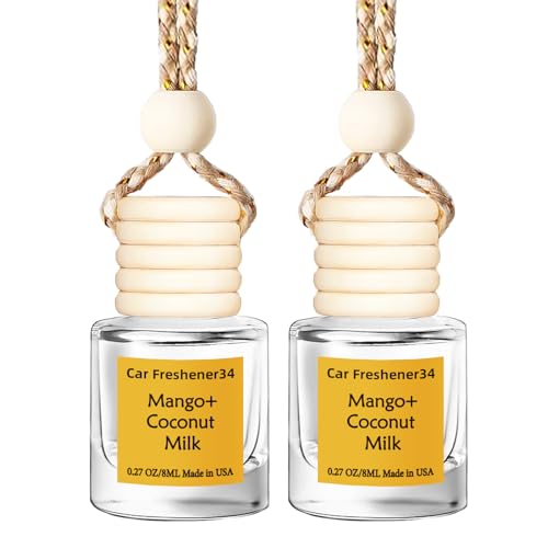 Image of Hanging Car Air Freshener, Long Lasting Essential Oil Diffuser, Non-Toxic New Car Scent, Cute Car Fresheners for Women, 2 Pack Made in USA