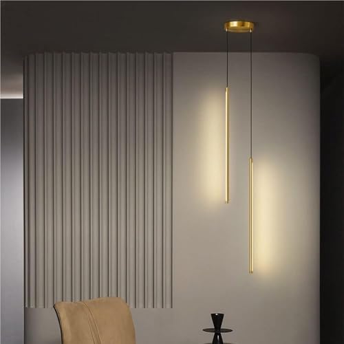 Lámpara colgante LED lineal de aluminio refinado con doble foco y tonos regulables 4