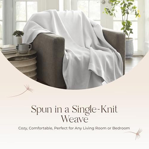 Image of 100% Organic Cotton Blanket - GOTS & Fairtrade Certified Organic Cotton Throw Blanket for Bed with a Heavy & Breathable Single Knit Weave - Great as Bedspread or Coverlet (White, Full /Queen)