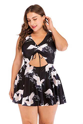 Wellwits Women's Plus Size Cutout Swim Dress Swimsuit3