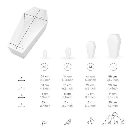 FOLDZILLA Tiersarg aus Pappe für Hunde, Katzen und Kleintiere 61 x 31 x 21 cm Pappsarg zum pietätvollen Abschied nehmen - Weiß zum Bemalen/Bekleben