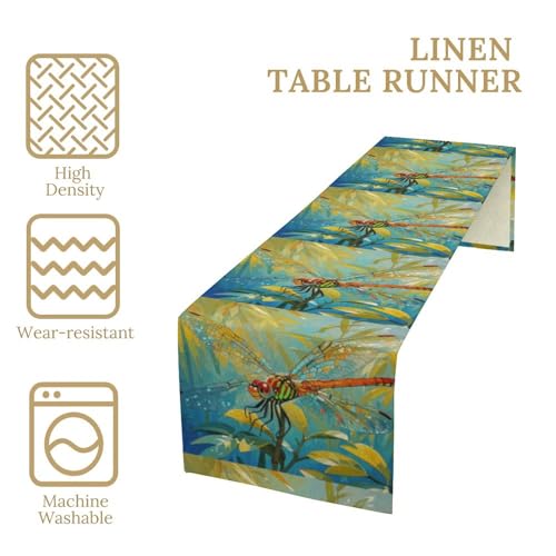 Chemin de table libellule de qualité supérieure 34 x 183 cm - 4