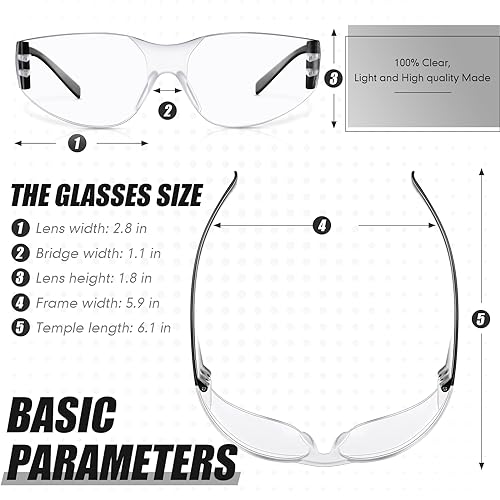 Image of Chumia 100 Pairs Safety Glasses Bulk Clear Protective Eyewear Scratch Resistant Safety Glasses for Men Workshop Lab Group