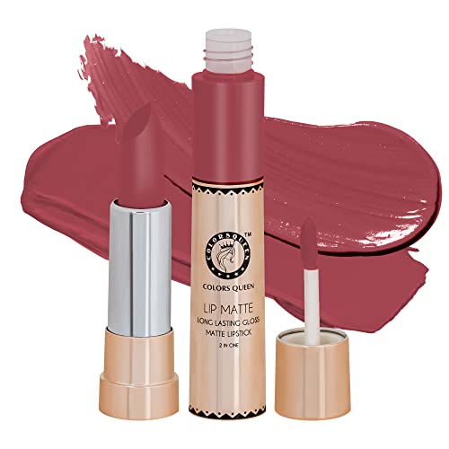 Image of Colors Queen 2 in 1 Matte Lipstick | Lip Matte | Long Lasting Gloss, Waterproof, Non Transferable| (48 - Queen Nude, 8g)