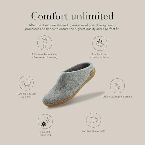 Image of Glerups 100% quality wool mix Slipper with rubber sole - Unisex Slip-on