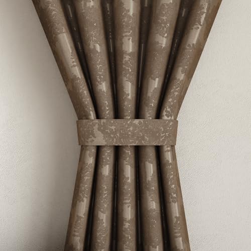 Image of Wakefit Jacquard Room Darkening Curtain | Light Blocking Upto 70% | (5 x 3.9 ft) | Door Curtain | Set of 2 | Reduces Noise | Machine Washable | Smash |Tree Light Brown