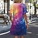 Womens Loose V Neck A Line Dress Printed Short Sleeve Dresses with Pockets 2026 Summer Fashion Casual Sundress