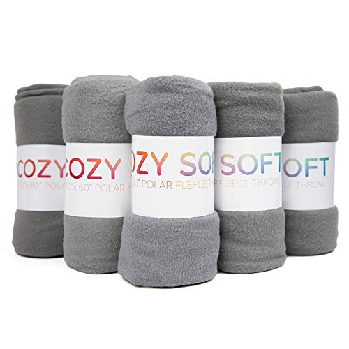 Arkwright Polar Fleece Throw Blankets Bulk - (Pack Of 12) Ultra Soft Cozy Blanket For Car, Camping, Couch, Office, Outdoor, Home, And Bed, 50 X 60 In, Grey #TOP27