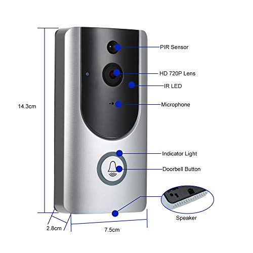 Vifaleno HD 720 P WiFi Inteligente Campainha de Segurança Sem Fio com 16G TF Cartão + 2 PCS 18650 Ba