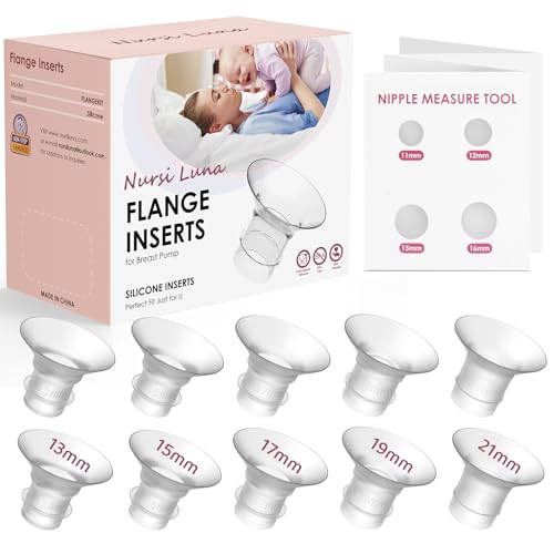 Image of Nursi Luna Flange Inserts 10PCS 13/15/17/19/21mm for 24mm Flange/Shield of Most Pumps, Flange Sizing Kit Silicone Flange Insert, Breastfeeding Essentials Kit for New Moms