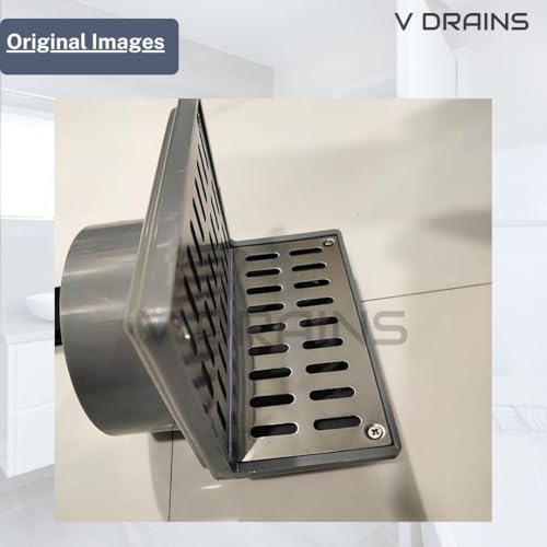 Image of 4 inch Outlets Roof /Balcony /Terrace /Side Wall Corner Parapet Scupper L Shape Drain in ABS + Stainless Steel Grating (125mm x 145mm) with Horizontal /Vertical Outlet Size - 5 Inch x 5.7 Inch