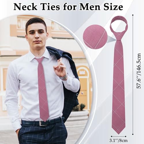 Image of Ties for Men, 3.15'' Mens Plaid Tie Checkered Pattern Necktie for Wedding Party Formal Casual Business Graduation