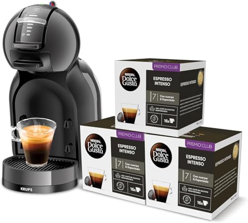 Krups Nescafé Dolce Gusto Mini Me, negro, automático, calidad profesional, presión 15 bares, gran variedad de bebidas frías y calientes, 0.8 L, 1500 W, incluye 3 packs de café intenso, KP1238CAS