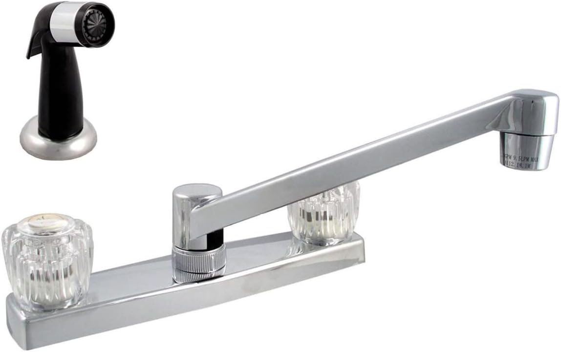 LDR INDUSTRIES 012 3405CP-CG Cambridge Dual Acrylic Handle Non Metallic with Side Spray 1.8 gpm Chrome Finish