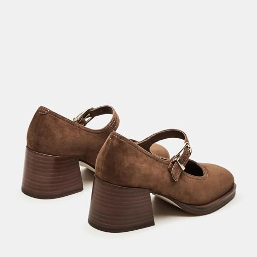 Mary Janes Heels for Women Retro Square Toe Platform Low Heel Chunky Loafer Pumps Vintage Dress Party Ballerina Shoes with Ankle Buckle Strap4