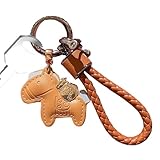 Llavero de caballo de año nuevo chino, de cuero para billetera, colgante para de de primavera, para adolescentes, adultos, coleccionistas, estudiantes, oficina, viajeros, marrón