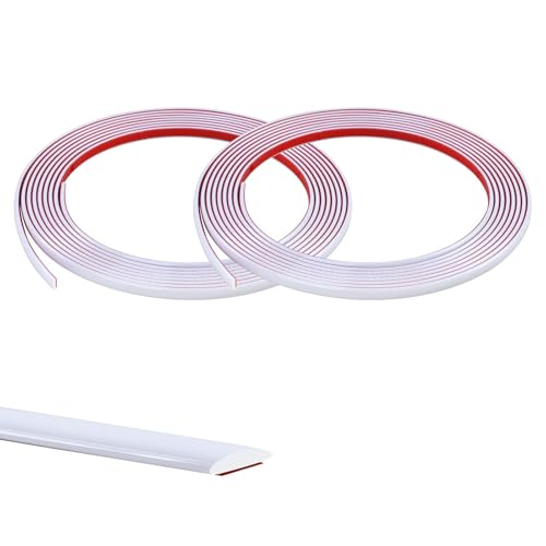 10M(5Mx2 Rollen) Weiß Kachelkantenleiste Zierleisten Selbstklebend Tapetenrand Wandperlenleiste Dekorative flache Kante Flexible PVC Vollendungsleisten für Wandkacheln,Decke,Spiegel,Schrank,Platte,8mm