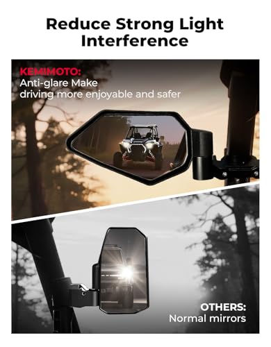 Image of KEMIMOTO UTV Side Mirrors, Auto-Fold Spring-Back, No Manual Adjustments