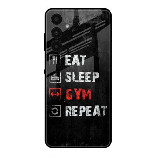 Image of SmashItUp Eat Sleep Gym Repeat | Gym | Exercise Designer Printed TPU Metal Case Mobile Back Cover for Samsung A15 5G