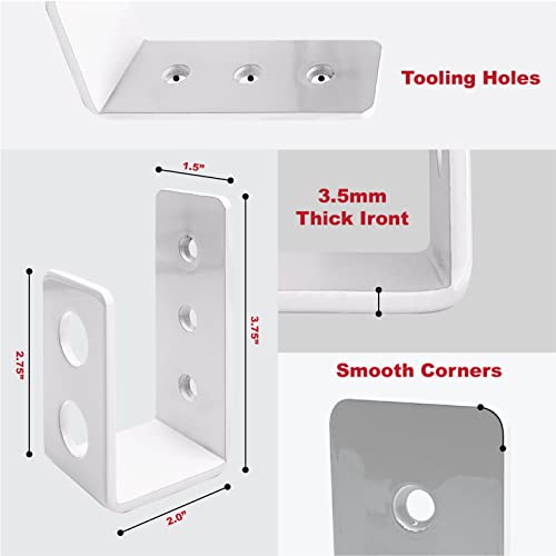 SecurityMan Heavy Duty 2x4 Door Barricade Brackets - Kick Proof Up to 700lbs, Install in Minutes -(2pc) Thick 3.5mm Iron Metal U Bracket - Gate Bar Holder for Indoor/Outdoor Door Security Brace Bar