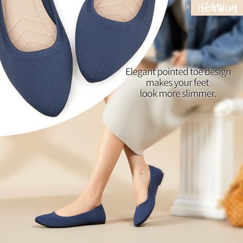 Image of Women's Ballet Flats Shoes Comfortable Mesh Pointed Toe Slip On Dress Shoes | Breathable knit, Memory insole, Lightweight & flexible, Slip-on style, Perfect for daily wear