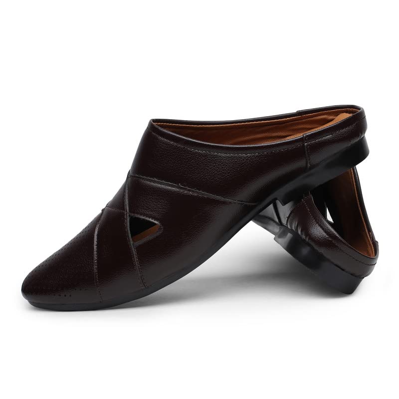 Image of Zixer Summer Urban Men's Shoes Luxury Synthetic Leather Mule Loafers Men's Shoes Handmade Ultra Premium Lightweighted Daily Easy Wear Open Back Half Cut Trending Classic Slip On Shoes for Men