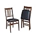 MECO Stakmore True Mission Wooden Folding Chairs with Padded Seats, Set of 2 - No Assembly Foldable Dining Chairs, Steel Folding Mechanism, Upholstered Cushion, Space-Saving, Fruitwood Frame