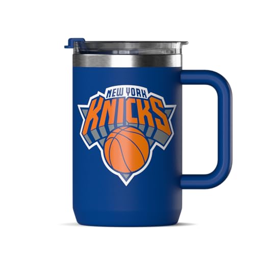 Hydrapeak NBA Officially Licensed New York Knicks 18oz Insulated Coffee & Tea Mug with Flip Sip Lid & Handle Stainless Steel Travel Mug