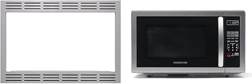 Panasonic NN-TK922SS 27-inch Trim Kit for 2.2 cu ft Microwave Ovens, 27 inch, Stainless Steel & Farberware Countertop Microwave 1000 Watts, 1.1 cu ft - Microwave Oven With LED Lighting