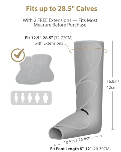 Image of FIT KING Air Compression Leg Massager, Pneumatic Compression Boots for Circulation & Pain Relief, Swelling, Edema, RLS - Foot and Calf Massager Gift for Mom Wife