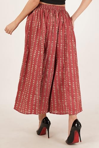 Image of COTLAND Fashions Jaipuri Cotton Printed Flared Palazzo Pants for Women