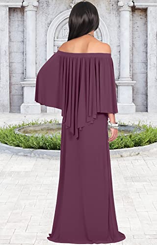Image of KOH KOH Womens Strapless Off Shoulder Flattering Cocktail Maxi Dress Gown