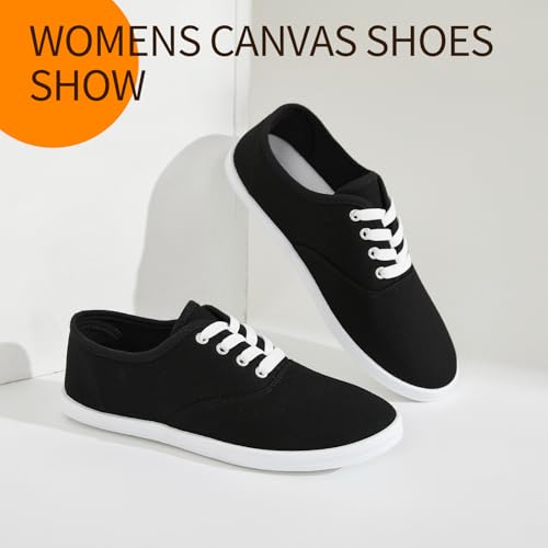yageyan White Canvas Sneakers for Women Low Top Tennis Shoes Lightweight Womens Fashion Sneakers Lace up Causal4
