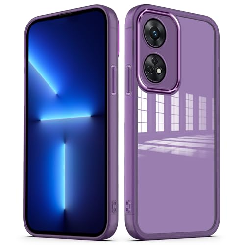 Cover per Oppo Reno 8T 4G Reno8 T 4G Custodia Trasparente con Pellicola Protettiva Lenti Morbida Ultra Sottile Antiurto Bumper Case - slim viola