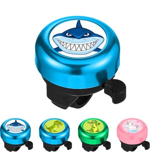 Garegce Kids Bike Bell Cute Bike Horn Bicycle Bell for Boys and Girls with Loud Sound Universal Cartoon Mini Handlebar Bells for Adults Toddler Bikes Scooters and Cycling Accessories - Shark