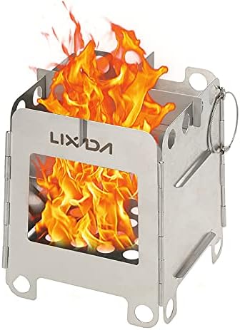 Lixada Portable Camping Stove Folding Camping Stove Wood Stove Lightweight Pocket Stove Backpacking Stove (type1)