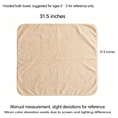Image of Baby Hooded Bath Towel 31.5 inchx31.5 inch Ultra Absorbent Cloud-Soft Cozy Coral Fleece, for Newborn Infant Toddler Up to 3 Years, Unisex Bathrobe Blanket (Beige)