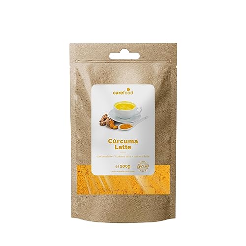 Carefood - Cúrcuma Latte Ecológica en Polvo - Superfood Cúrcuma 100% Bio y Apta para Veganos - Superalimento Orgánico Ideal para Jugos, Bebidas y Desayunos - 200 g