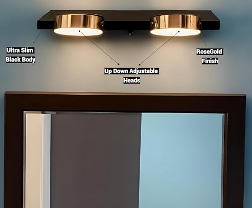 Image of FILLISKA 3 in 1 Double Wall spot /Picture /Display /Mirror Light with Adjustable Head and Colour Changing Function (Black & RoseGold-6526)(1 Year Warranty)
