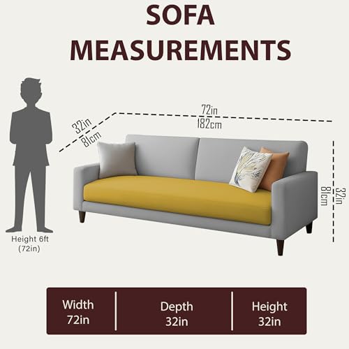 Image of Kathleen 3 Seater Sofa Set for Living Room - Foldable Convertible Couch Furniture for Home, Office or Guest Use, Modern Designer Stylish Comfortable (Yellow Grey)