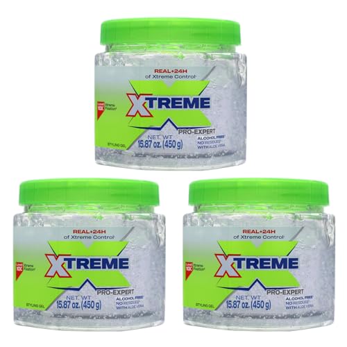 Xtreme Pro-Expert Clear Styling Hair Gel 15.87 Oz Jar Pack of 3