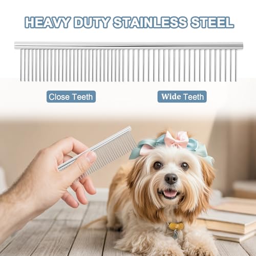 3 Stück Hundeschere Gebogene Schere Hund Fellschere Edelstahl Hunde Schere für Hunde Katzen Haustiere mit Schneiden Schere, Verdünnung Schere, Pflege Kamm (Blau, 3in1)